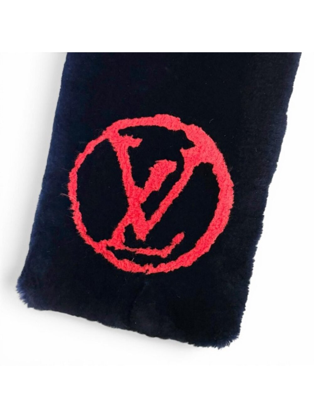 Louis Vuitton Beaver Silk Echarpe Shirred Darling Scarf Navy Red - Picture 6 of 9